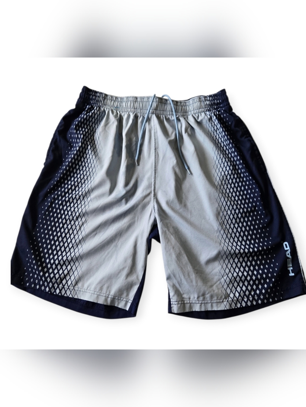 Head Men's Light Gray and Navy Athletic Shorts with Diamond Fade Panels